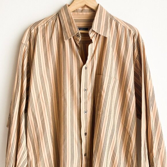 Vintage Burberry London Classic Stripe Print Made in USA Long Sleeve Shirt XXL - Picture 3 of 8
